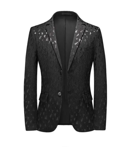Classic Black Jacquard Suit Male Business Casual Coat Fashion Men Wedding Party Tuxedo Dress Blazers Slim Fit Tops