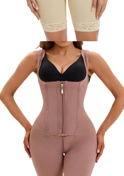 Women Full Body Shapewear Bodysuit for Abdomen Control High Compression Reducing and shaper girdles Zipper Crotch Shapewear Faja