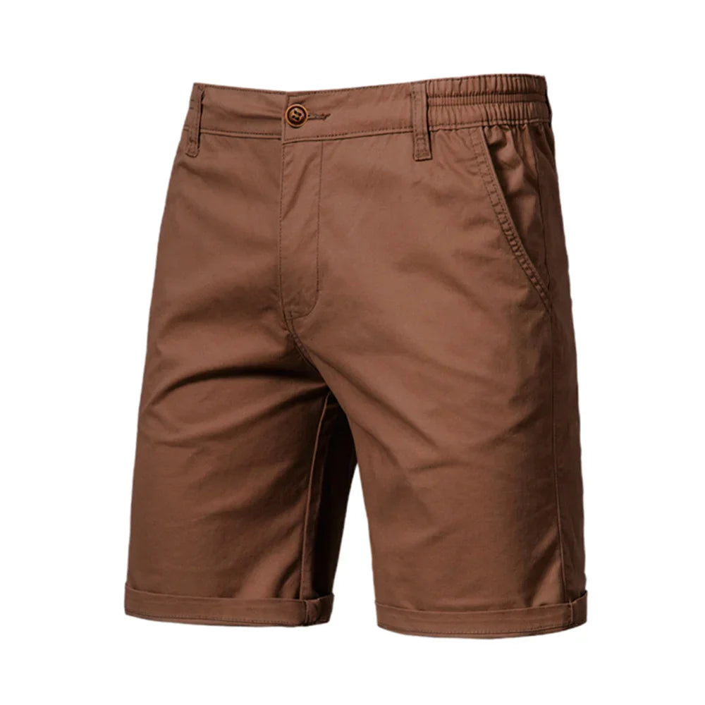 Summer 100% Cotton Solid Shorts Men High Quality Casual Business Social Elastic Waist Men Shorts 10 Colors Beach Shorts