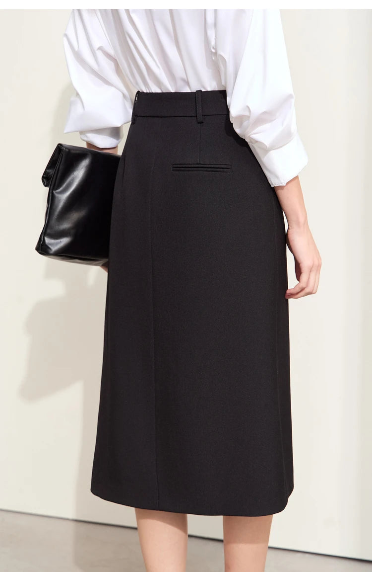 Minimalism 2024 Autumn Skirts for Women New Commuter Intellectual One-piece Wrap A-line Solid Slim Blazer Skirt 12443019