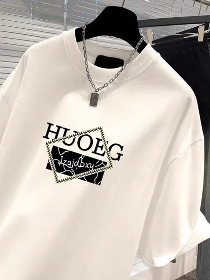 Women's Clothing European Style Pure Cotton Short Sleeve T-shirt Summer Casual Loose O-neck Printing Top Tee Lady Basic Pullover
