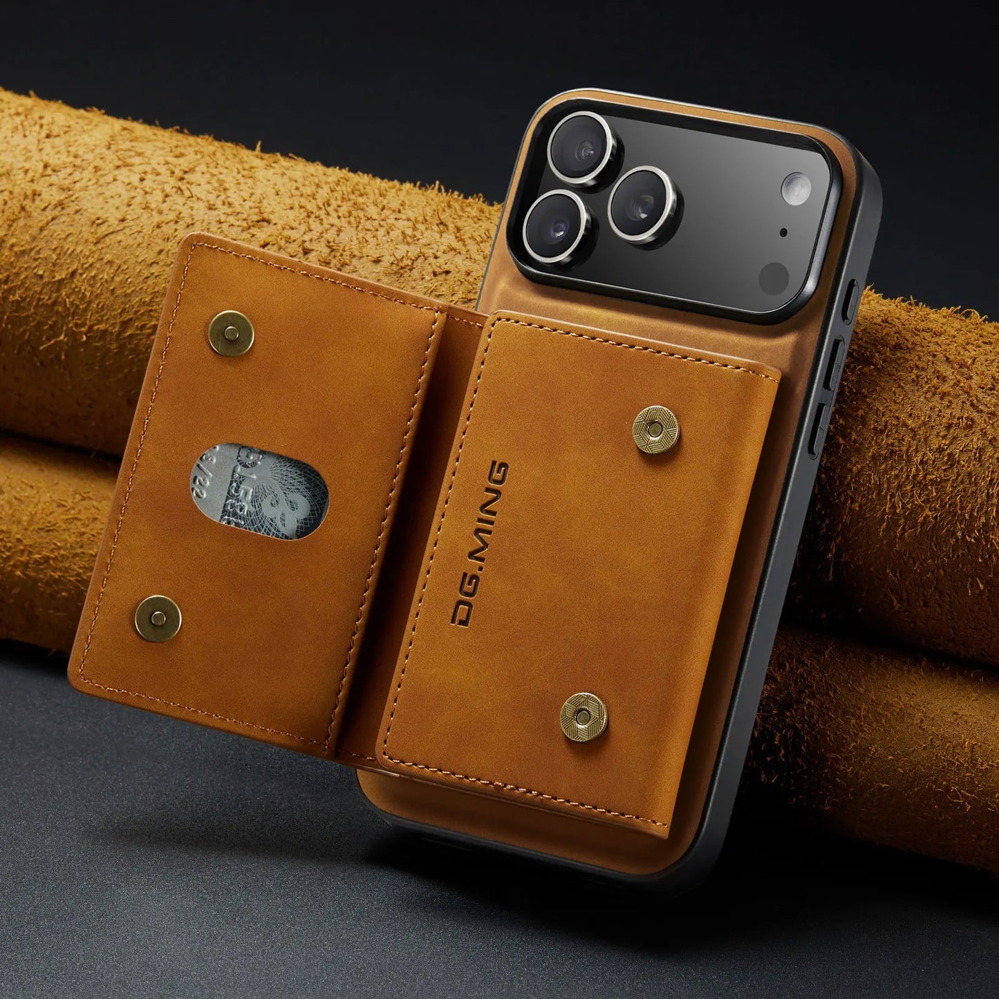Luxury Leather Phone Case for IPhone 17 Pro Max Air16E 16 14 15 Plus 13 12 11 Pro Max Magnetic Detachable Card Stand Wallet