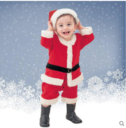 2025 Baby Girl Boy Christmas Costumes Red Santa Claus Suit Festival Halloween Cosplay Sets Christmas Baby Clothes