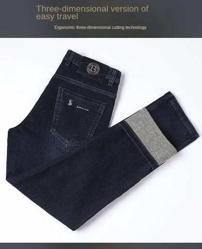 Men's Straight-leg Jeans High-quality Light Luxury Embroidered Casual Versatile Fashion Slimming Smooth Silhouette Style