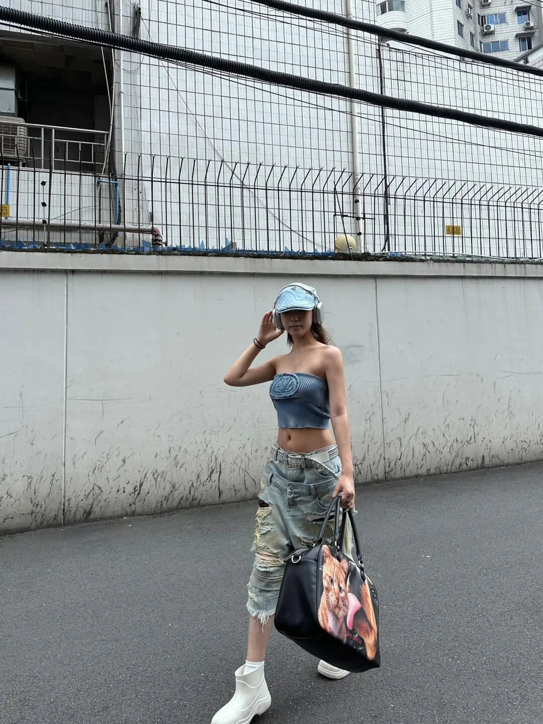 Women Y2k Ripped Jeans Harajuku Wasteland Style Baggy Denim Trouser Vintage Boyfriend Oversize Jean Pants Japanese 2000s Clothes