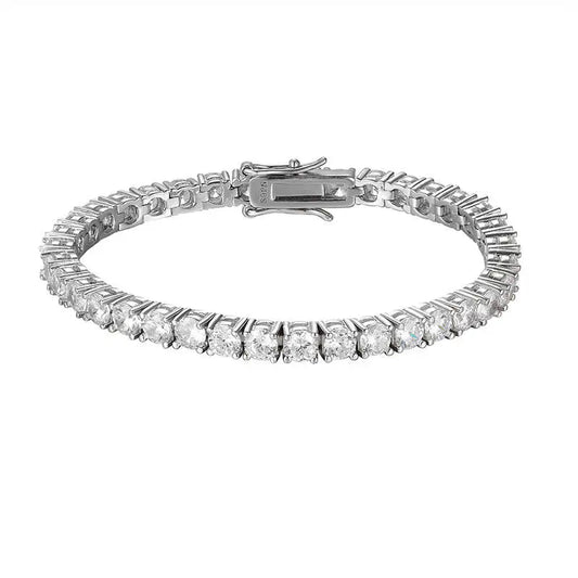 TY Bracelet de tennis moissanite 3mm 4mm en argent sterling 925, entièrement pavé de diamants, plaqué, pour femmes et hommes, bijoux de mariage et de soirée.