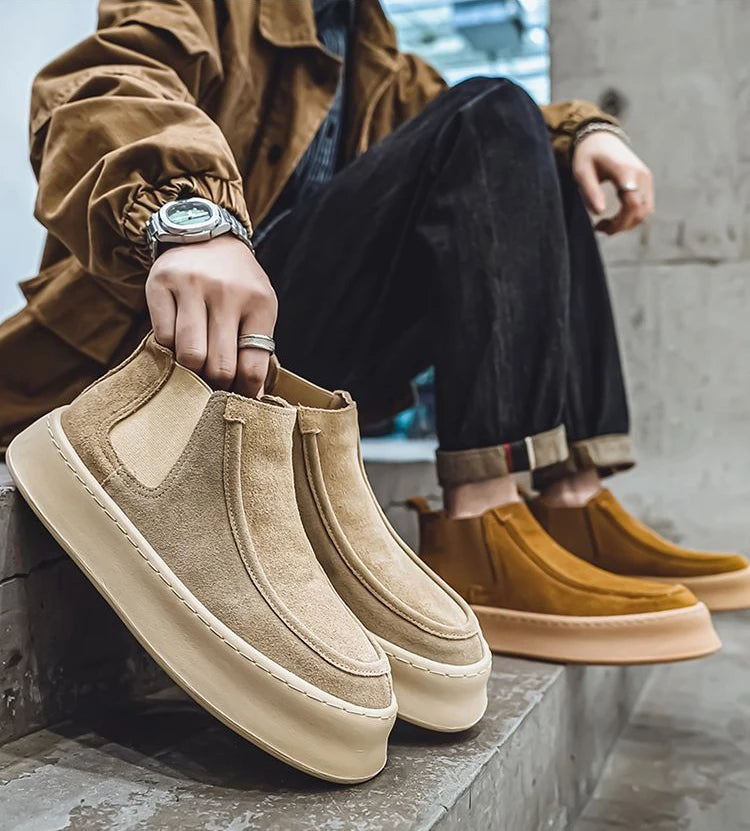 Male Chelsea Shoes Spring Autumn High Cut Platform Men's Booties Boots Classic New Size 44 Trendy 2025 Quality Hot Selling Cheap