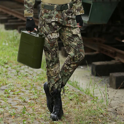 Men's Fashion Outdoor Hiking Overalls Pants Camouflage Tactical Pants Hunting Uniform Fighting Multi-Pocket Trousers