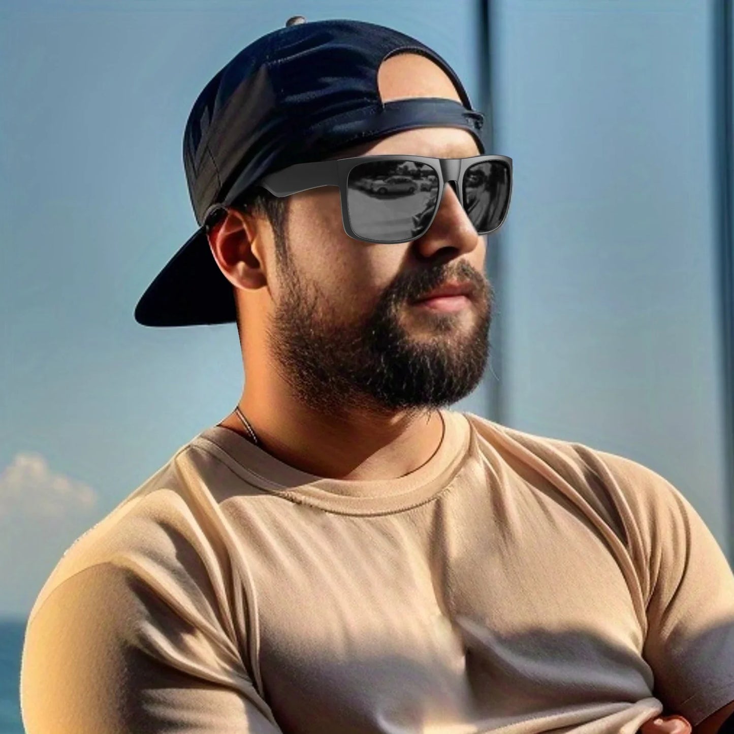 XL Extra Large Glasses Super Dark Black Sunglasses for Big Wide Head Men Square Sun Glasses 149mm W8004