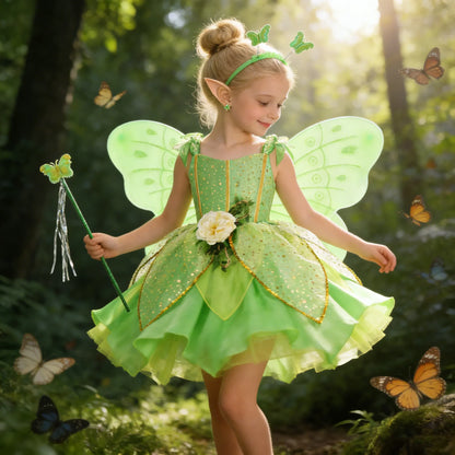 Summer Girls Tinkerbell Fairy Dresses Up for Girls Costume Kids Cosplay Flower Fairy Princess Clothes Christmas Party Outfit