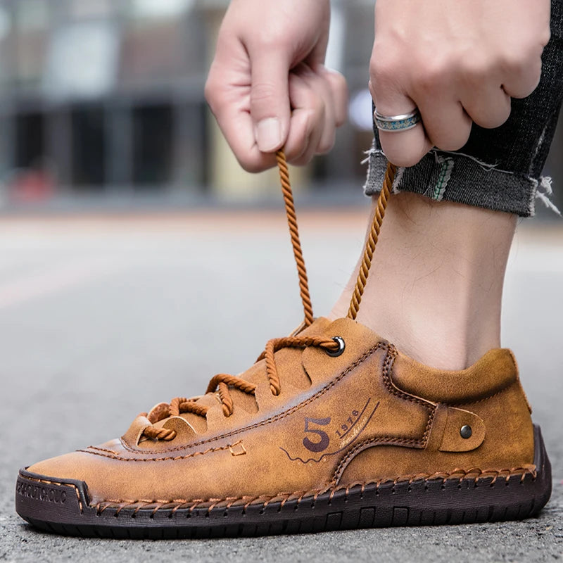 New Large-Sized 100% Cowhide Men's Boots Fashionable Casual Thick-Soled Breathable Men's Leather Shoes Outdoor Sports Chelsea