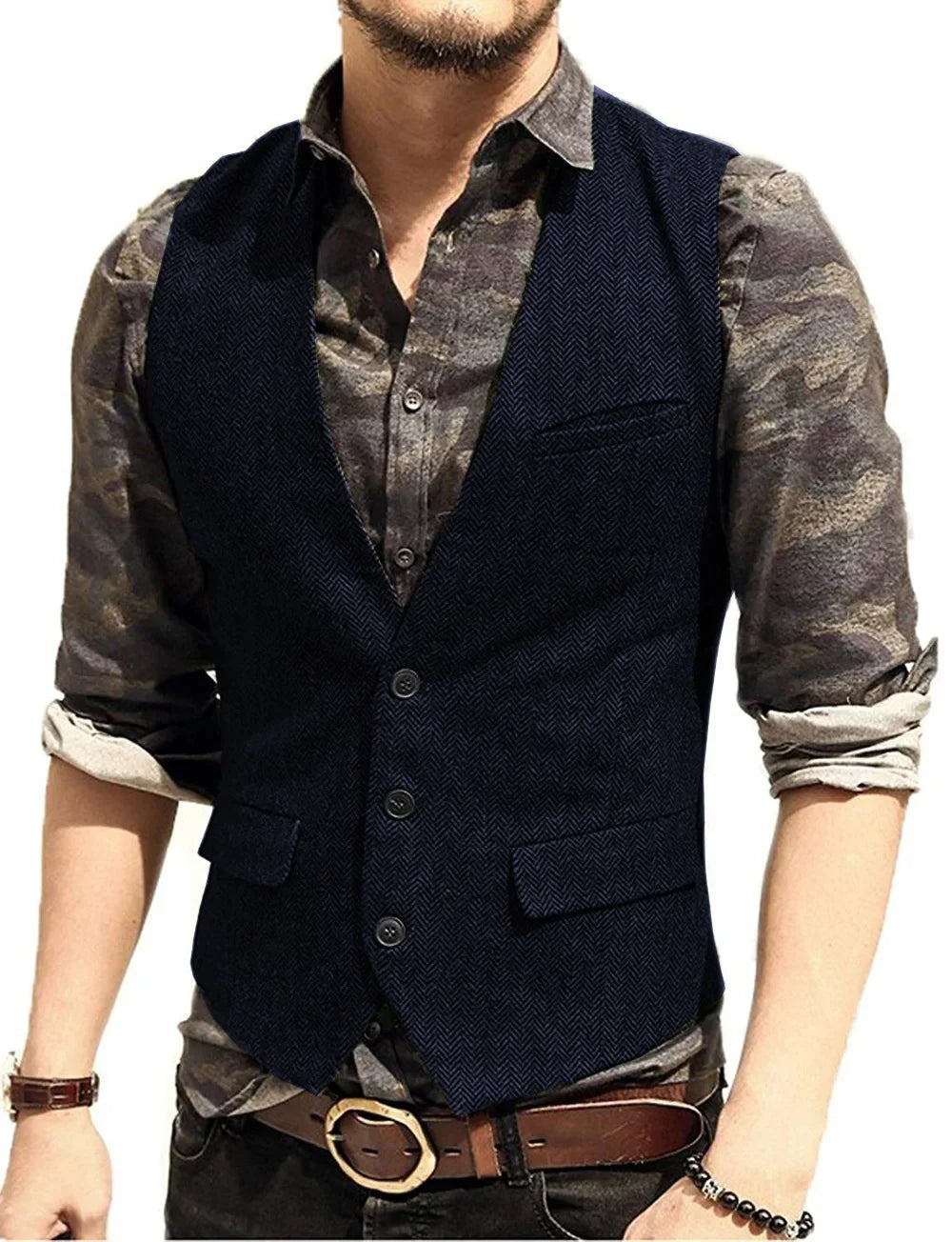 Black Men's Blazer Vest Euro Size Vintage Vests Man Single Breasted Outerwear Men's Suits Vest Spring Autumn Herringbone Vest