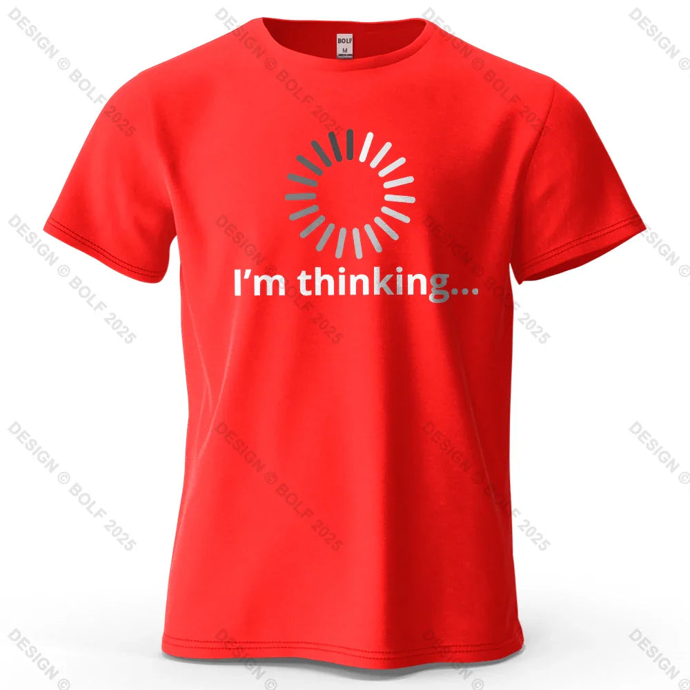 I'm Thinking Creative Printed Men's T-Shirt 100% Cotton Oversized Daily Graphic Tees for Women Tops Tees Casual Streetwear