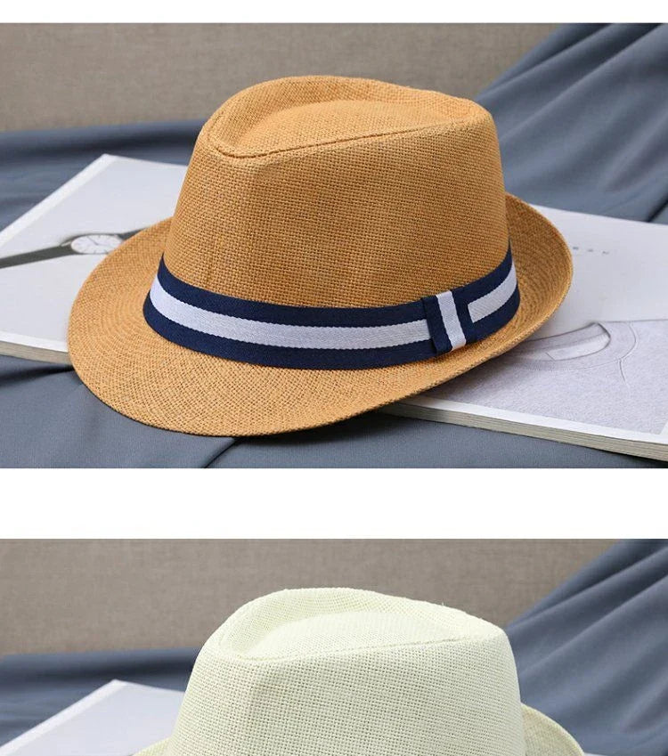 New Hat Men Summer Short Shading Fashion Jazz Gentleman Hat Middle-aged and Old Outdoor Leisure Joker Hat