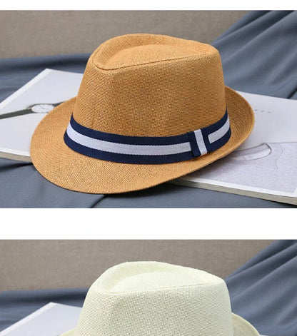 New Hat Men Summer Short Shading Fashion Jazz Gentleman Hat Middle-aged and Old Outdoor Leisure Joker Hat