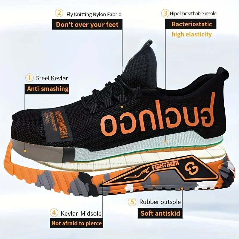Steel Toe Work Shoes Men's Anti-Smash Anti-Puncture Safety Shoes Comfortable Breathable Steel Toe Safety Shoes for Men Non Slip