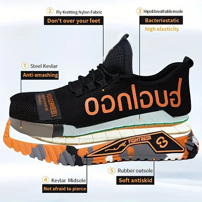 Steel Toe Work Shoes Men's Anti-Smash Anti-Puncture Safety Shoes Comfortable Breathable Steel Toe Safety Shoes for Men Non Slip