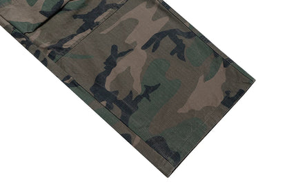 Three Waisted Camouflage Cargo Pants for Men Streetwear Patchwork Baggy Jeans Wide Leg Casual Loose Denim Trousers Oversized