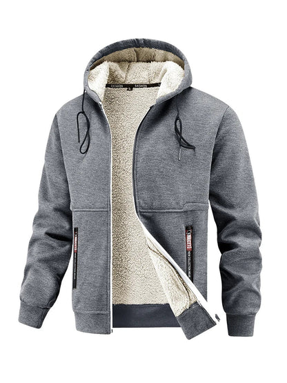 European Winter New Lamb Fleece Thick Coat Men's Outdoor Sports and Leisure Thick Hooded Jacket Top