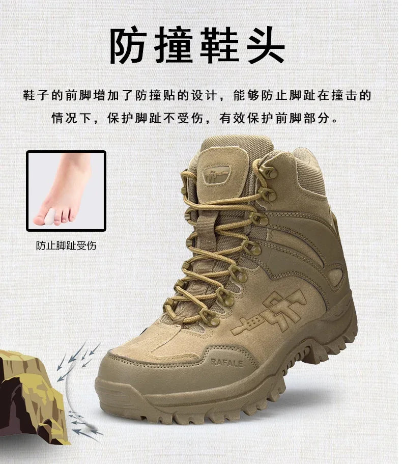 New Men Tactical Boots Army Breathable Desert High Quality Unisex Waterproof Male Hunting Boots Ankle Work Climbing Hiking Shoes