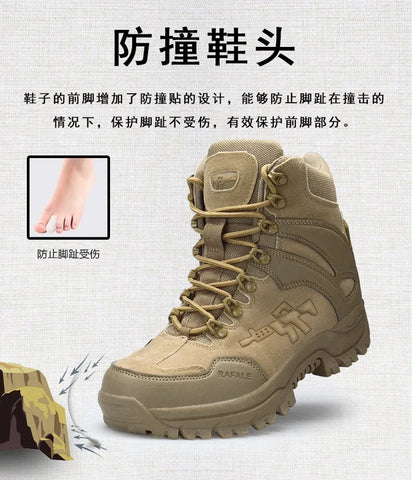 New Men Tactical Boots Army Breathable Desert High Quality Unisex Waterproof Male Hunting Boots Ankle Work Climbing Hiking Shoes