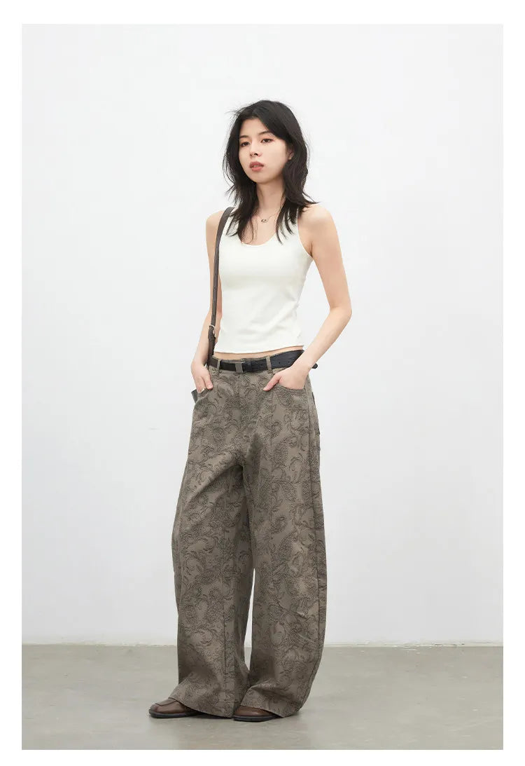New Women Jeans Loose Casual High Waist Wide Leg Denim Pants Paisley Female Trousers Spring Autumn 2026