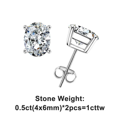 10K Gold Post 4/2/1ct Oval Cut Moissanite Stud Earrings  Anti-allergy Eearrings For Women Jewelry Wholesale