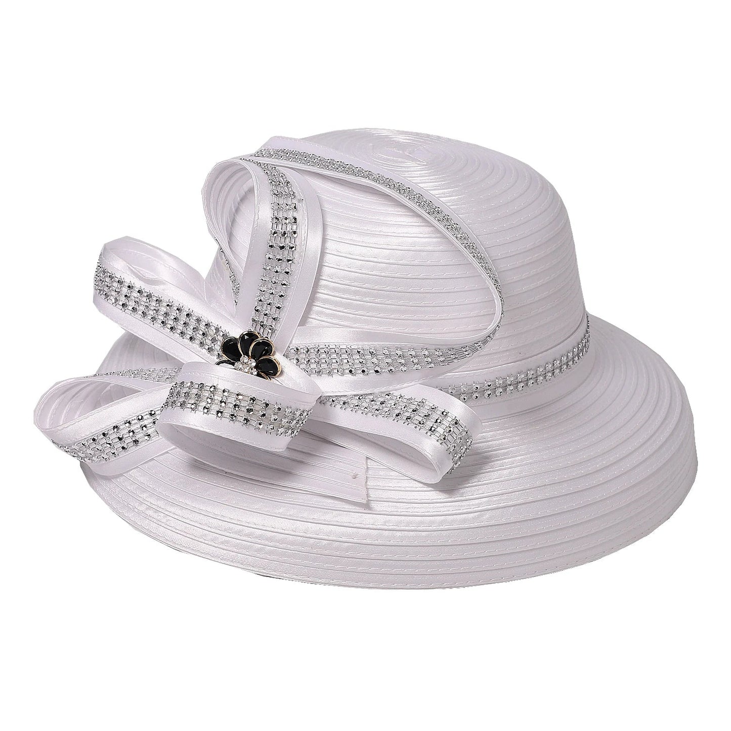 Elegant Cloth Top Hats For Women Cocktail Tea Party Dress Derby Cap Ladies Flower Wide Brim Church Fedora Black Cloche Hats