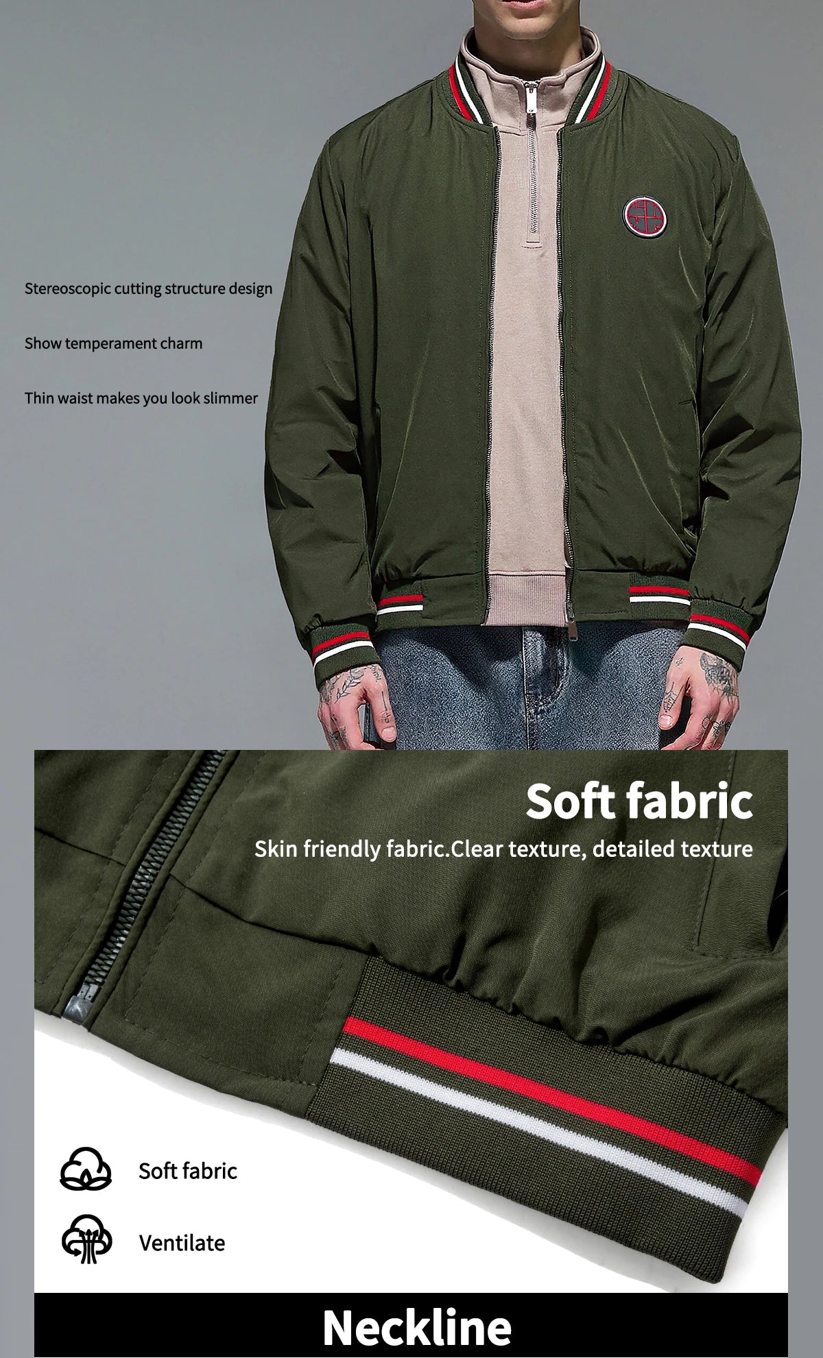Men's Jacket Casual American Street Classic Badge Design Men's Coat Autumn Fashion Versatile Windproof Thin Men's Jacket