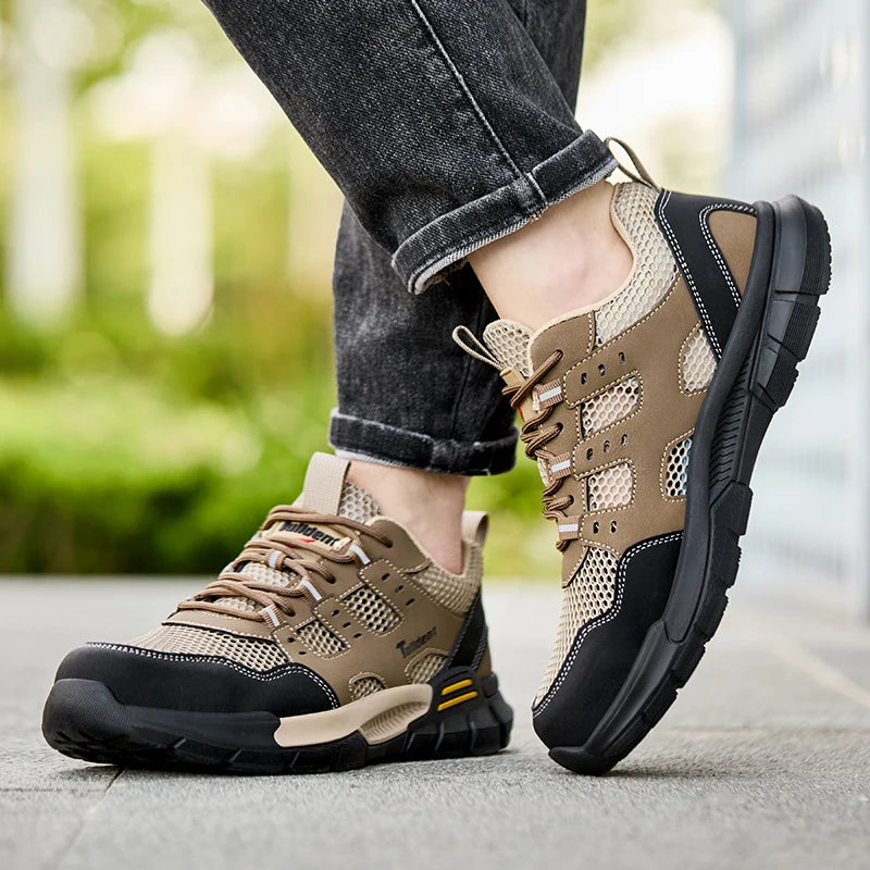 Men's safety shoes, anti smashing and anti stabbing work shoes, lightweight and breathable safety boots, tactical boots