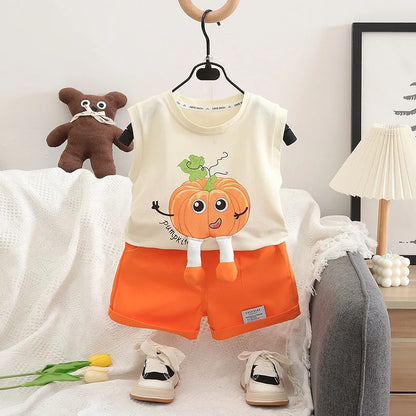 Summer Girls Clothes Suit Children Boys Vest Shorts 2Pcs/Sets Kids Infant Baby Boys Clothing Sports Costume Toddler Tracksuits