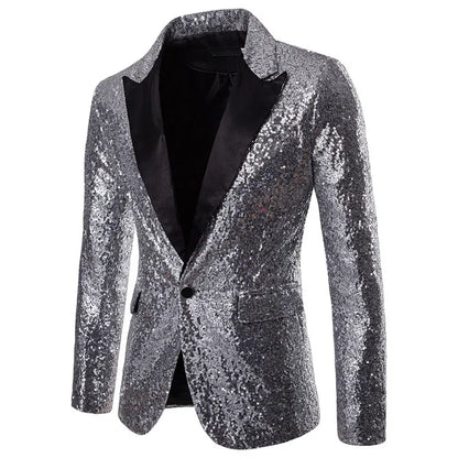 Men's Performance Jacket Gold Sequins Boutique High-end Men's Suits Blazer Korean Nightclub Wedding Host Suits Jacket Male