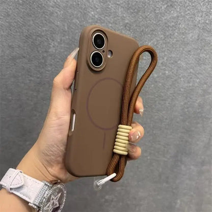 Candy Soft Liquid Silicone for Magsafe Case for iPhone 18 17 16 15 14 Pro Max Shockproof Magnetic Charging Lanyard Strap Cover