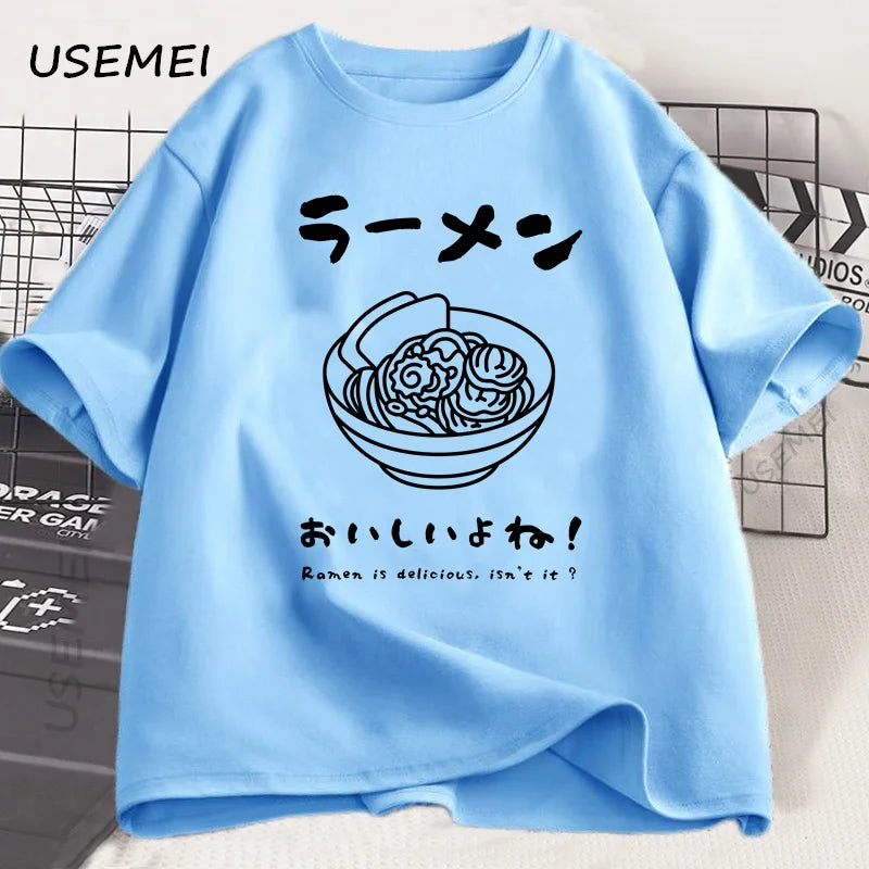 Ramen T Shirt Japanese Tshirt Food Lover Kawaii Japanese Streetwear Foodie Noodle T-shirt Woman Man Cotton Short Sleeve Tees