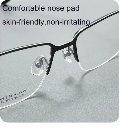 Pure Titanium Half Frame Business Eyeglasses Frames Anti-blue Light Reading Glasses Men's Customized Prescription X15119B