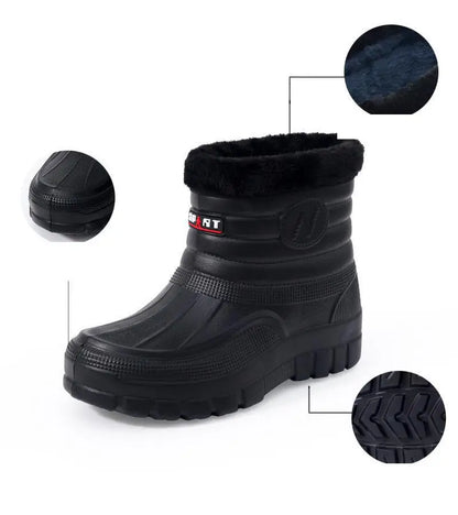 40-45 Men Rain Boots Winter Waterproof Shoes Ankle Snow Botas Plush Thick-soled Anti Slip High Top Zapatos Water Warm Footwear 1