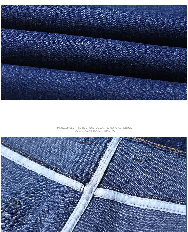 2025 New Business Men's Jeans Casual Comfortable Straight Stretch Fashion Classic Premium Blue Black Denim Pants Large Pants