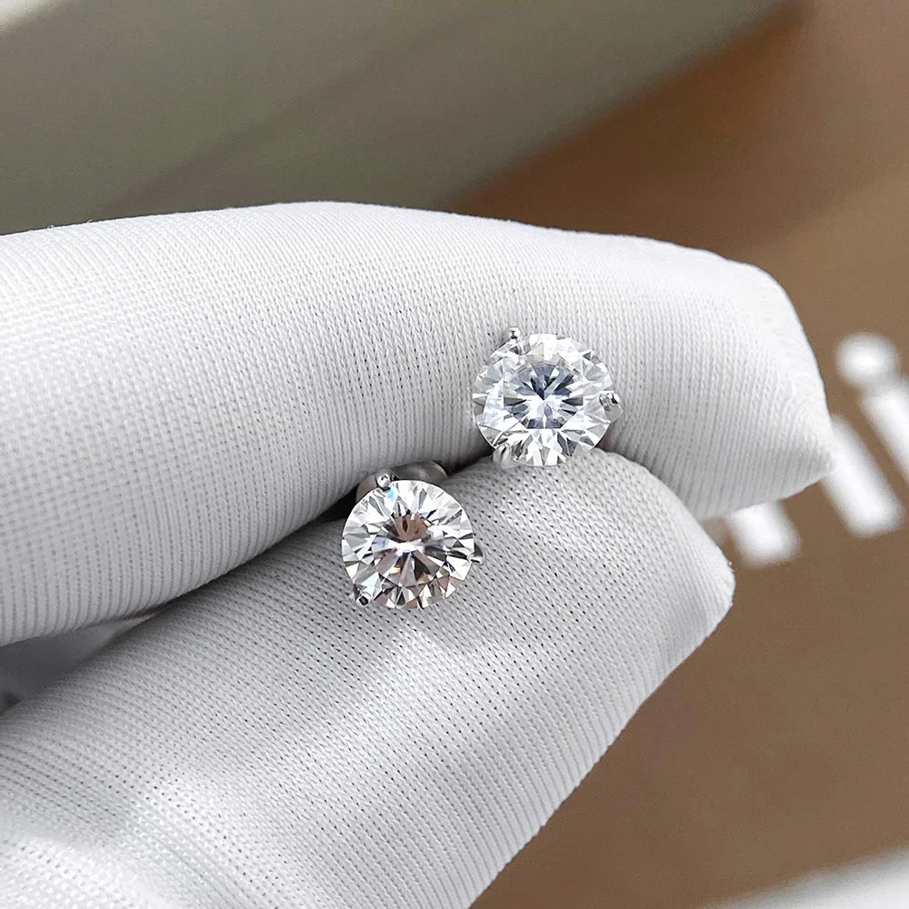 D Color 0.3-3 Carat Moissanite Diamond Stud Earrings For Women 925 Sterling Silver Sparkling Fine Jewelry