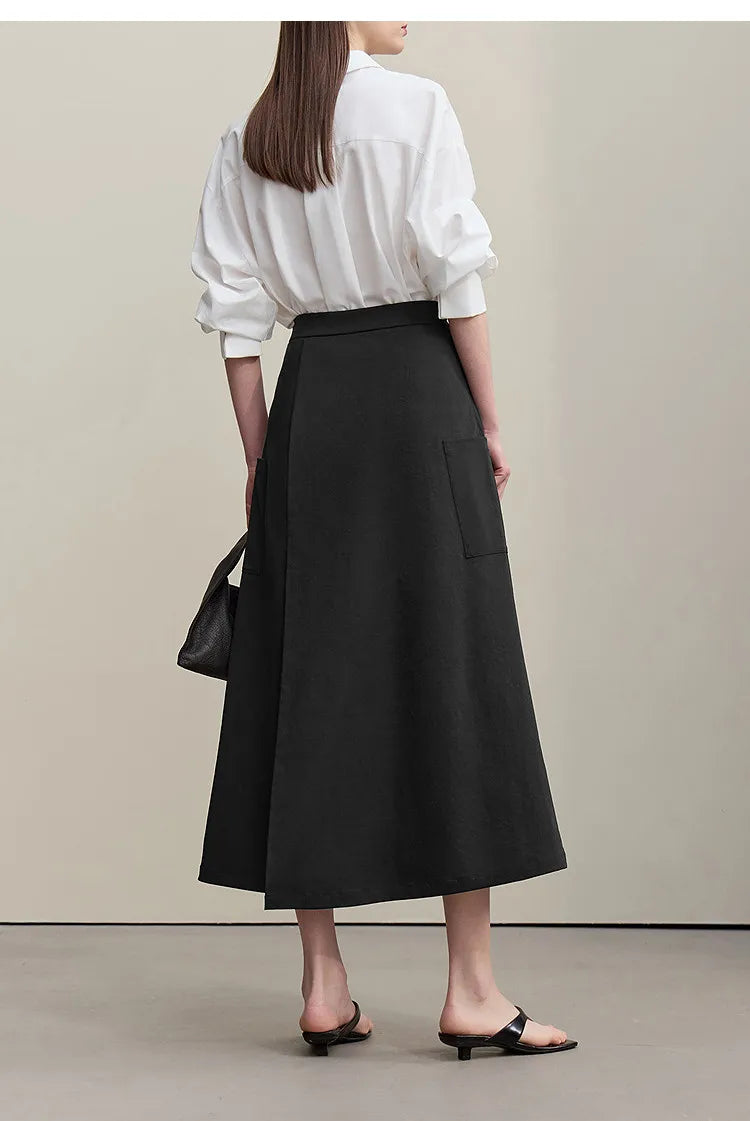 Women's A-Line Skirt 2026 Summer New Textured Relaxed Pocket Midi Culottes Versatile Casual Style Skirt For Women 12622124