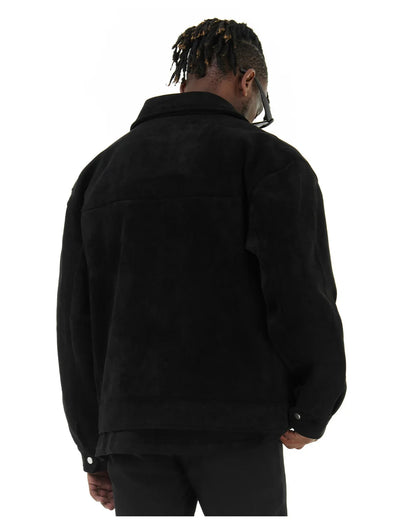 Autumn Jackets Oversize Casual Clothes High Street Pockets Laper Zipper Suede Thick Coat Mens Windbreaker Loose