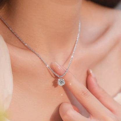 Moissanite Necklaces for Women 925 Sterling Silver Sparkling Cauliflower Chain with 2CT Diamond Pendant Dainty Jewelry Gift