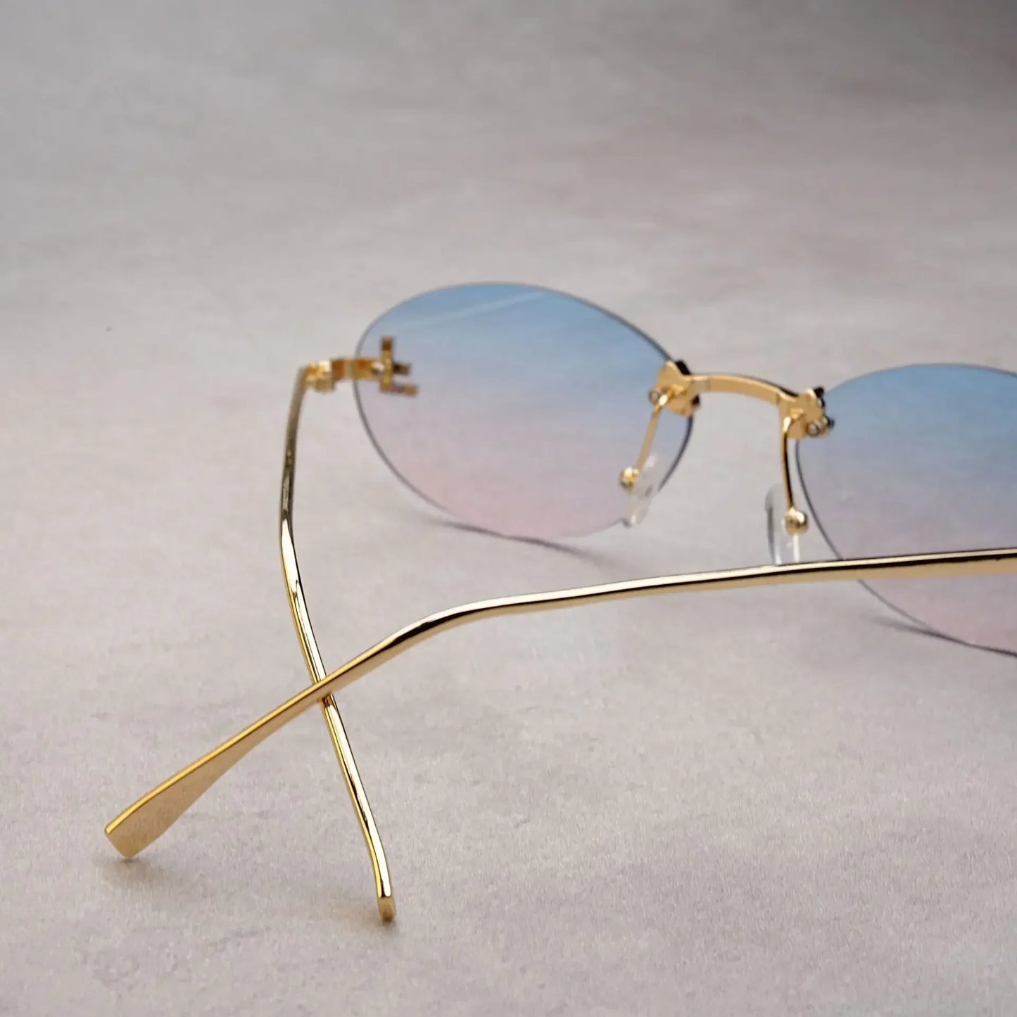 Rimless Oval Sunglasses Women 2025 New Fashion Gradient Ocean Lenses Sun Glasses Stylish Women Luxury Brand Design Shades