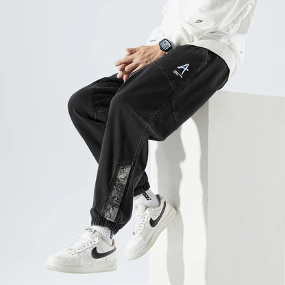 Spring Autumn Plus Size Baggy Jeans Men Hip Hop Streetwear Harem Pants Fashion Embroidery Stretch Cotton Casual Jogger Jeans 8XL