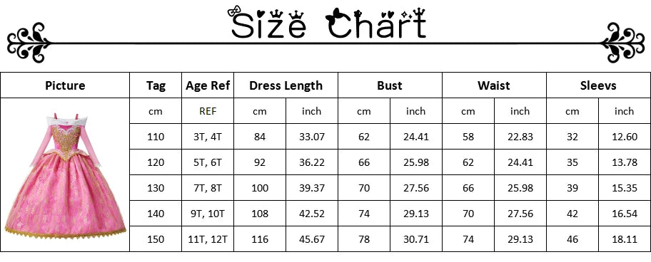 Girls Sleeping Beauty Aurora Cosplay Princess Dress Kids Rapunzel Frozen Elsa Cinderella Costume Party Clothing 2-10Years