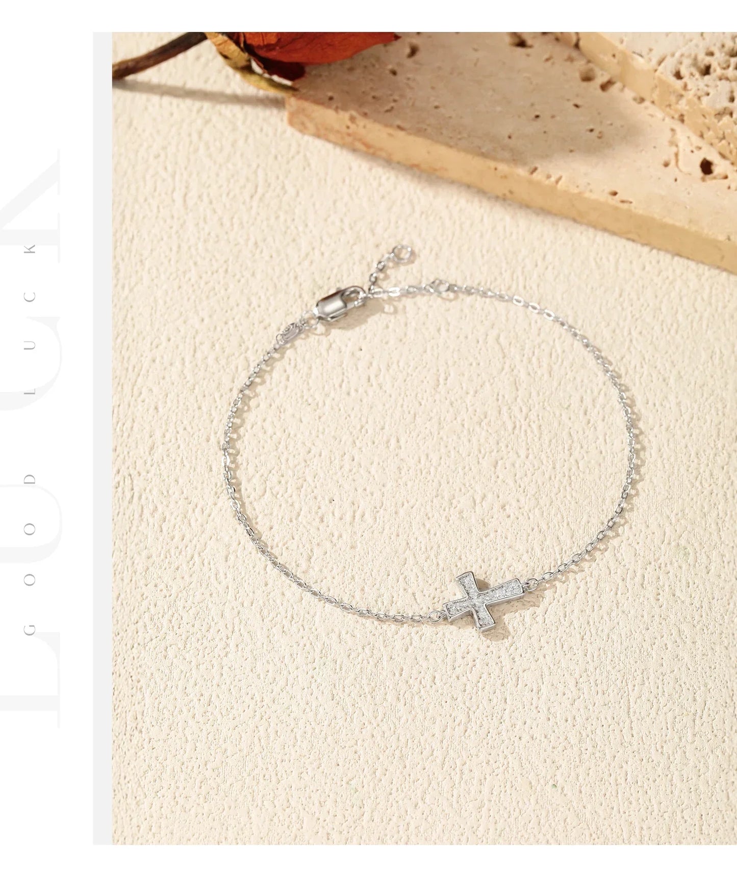 D Color VVS1 Sparkling Moissanite 925 Sterling Silver Classic Simple Cross Link Chain Bracelet For Women OL Fine Jewelry