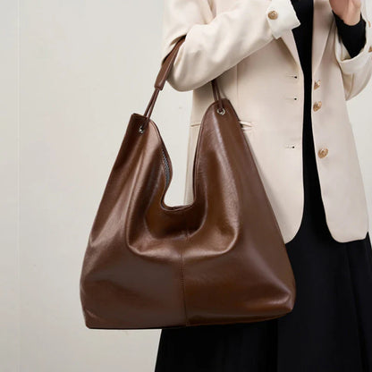 Luxury Genuine Leather Handbags Large Slouchy Hobo Shoulder Bags For Women Cowhide Shopping Tote Business Work Purses
