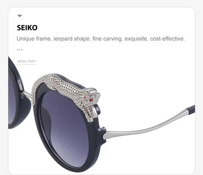 2025 Steampunk Metal Leopard Sunglasses Women Men Personalized Round Frame Sun Glasses Ladies Sunshade UV400 Gafas De Sol