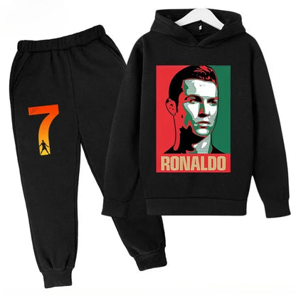 Quick-Dry CR7 Kids Tracksuit 7-13Y Ronaldo 7# Print Sports Outfit Breathable Fabric Active Wear Kids Boutique Clothes
