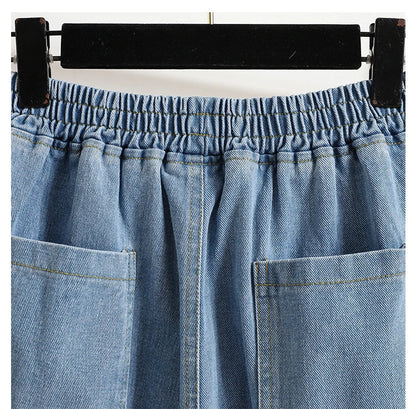 Wide Leg Denim Shorts For Women 2024 Summer New Arrivals High Waist Big Pockets Blue Color Jeans Shorts Casual Pants Trousers