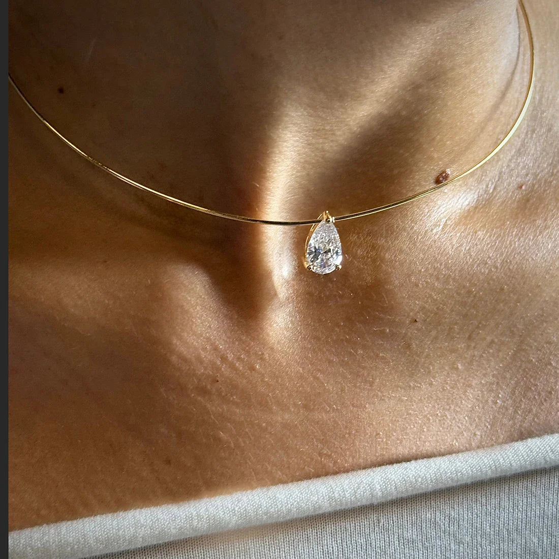 3/4/5Carat Pear Cut  Moissanite Omega Necklace For Women S925 Silver Waterdrop Solitaire Diamond Collar Necklace GRA Certificate